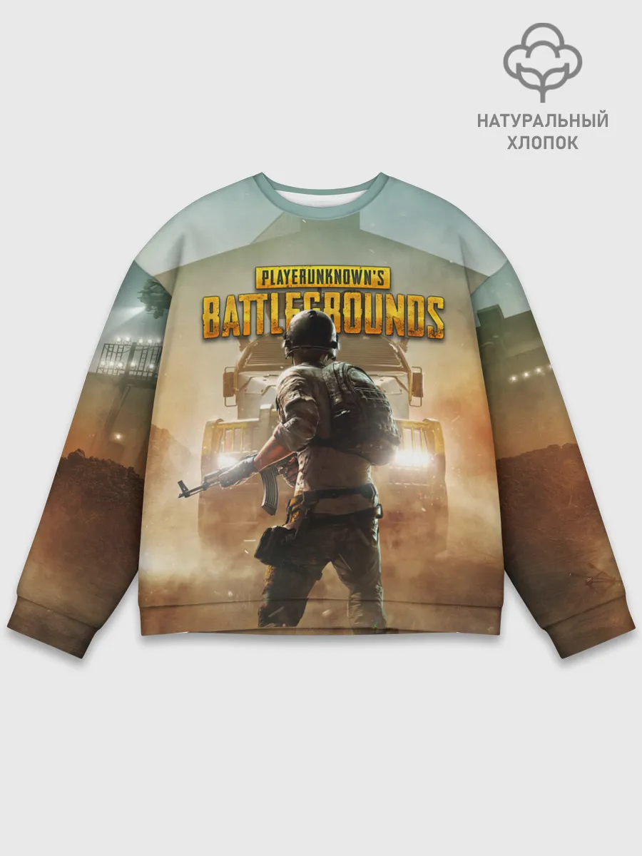 Мужской свитшот базовый / PUBG СОЛДАТ В ШЛЕМЕ | ПАБГ