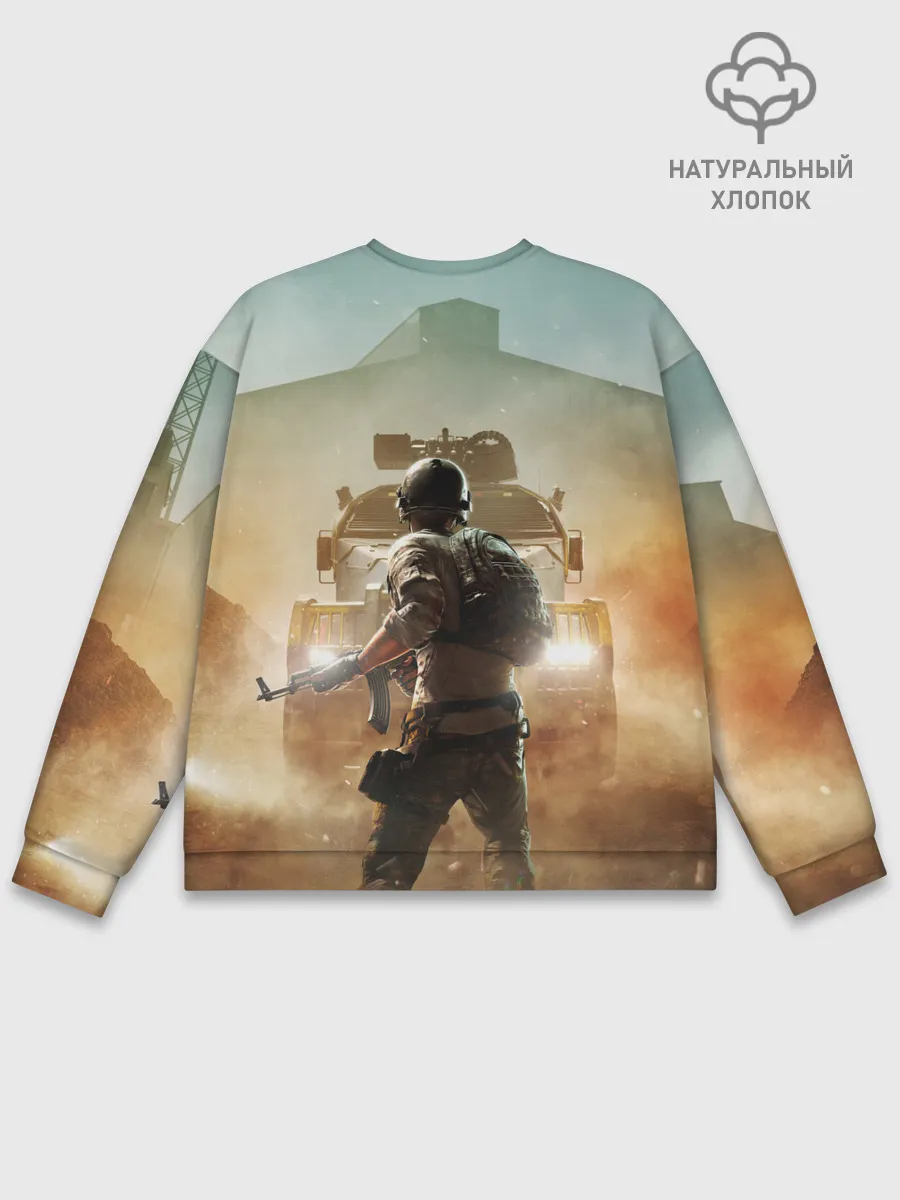 Мужской свитшот базовый / PUBG СОЛДАТ В ШЛЕМЕ | ПАБГ