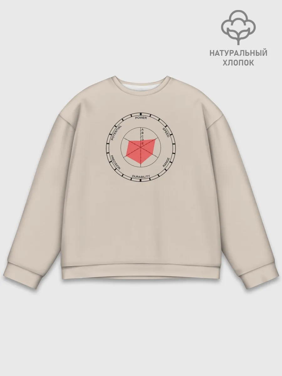 Мужской свитшот базовый / Характеристики станда Джо Джо. Диаграмма