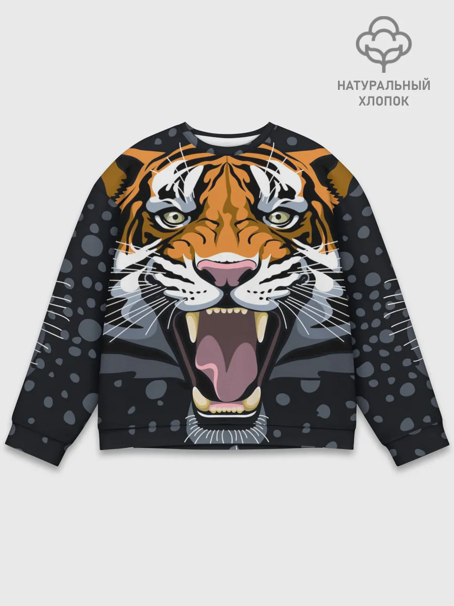 Мужской свитшот базовый / Амурский тигр в ночи