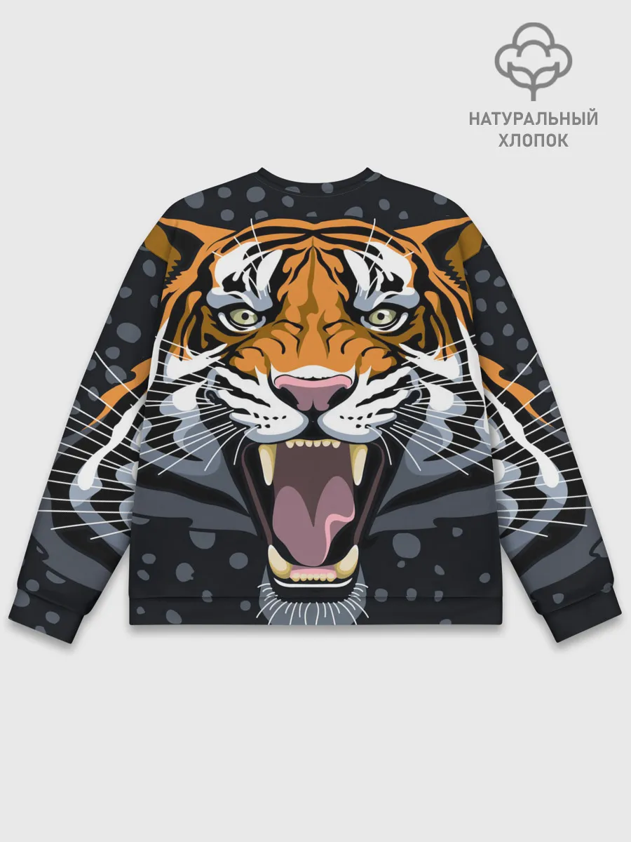 Мужской свитшот базовый / Амурский тигр в ночи