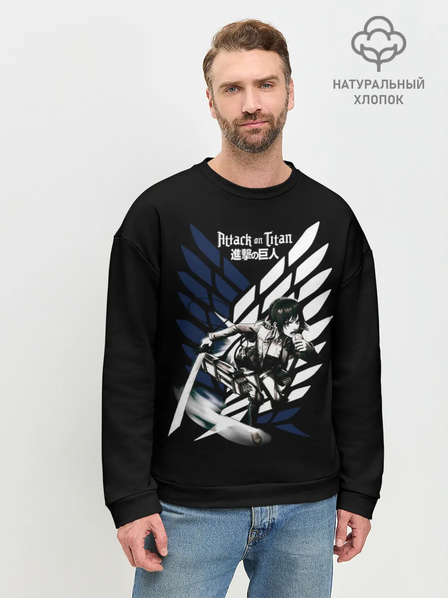 Мужской свитшот базовый / Имир на фоне герба Разведкорпуса