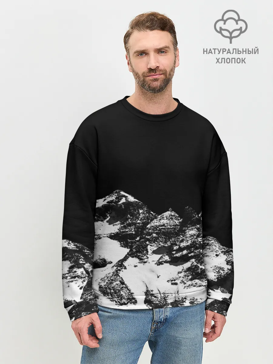 Мужской свитшот базовый / ГОРЫ Ч/Б