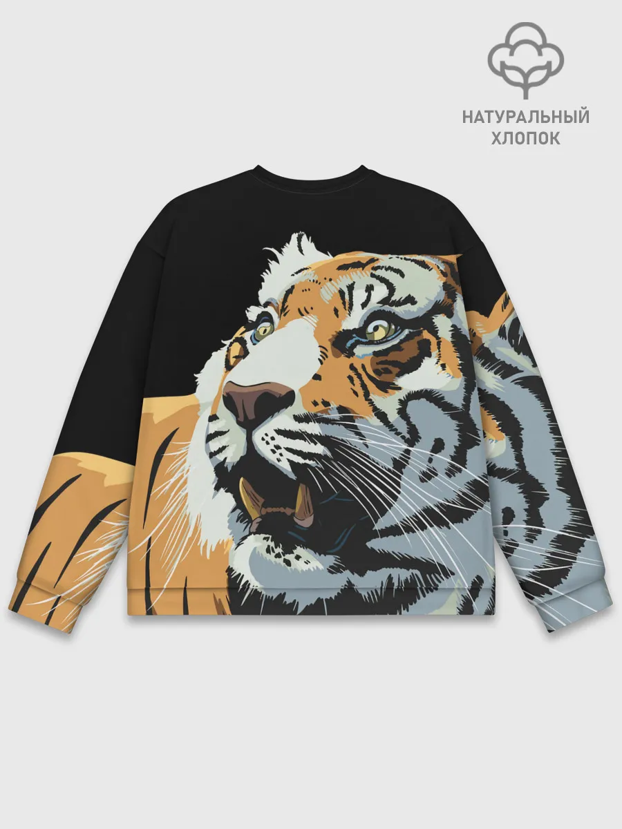 Мужской свитшот базовый / Тигр перед атакой