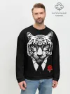 Мужской свитшот базовый / Тигр с красной розой