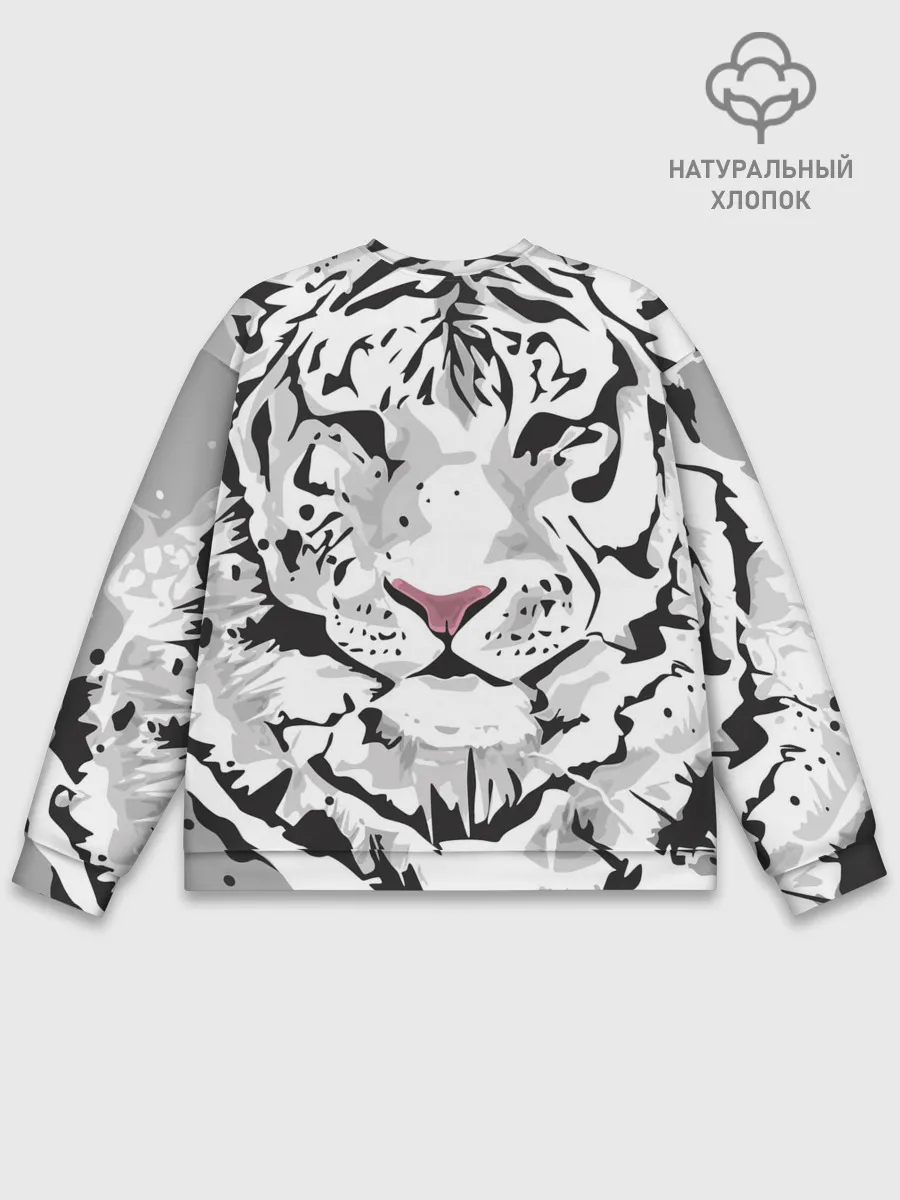 Мужской свитшот базовый / Белый снежный тигр