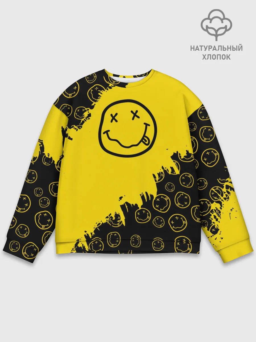 Мужской свитшот базовый / Nirvana Smile | Нирвана Рваный Паттерн