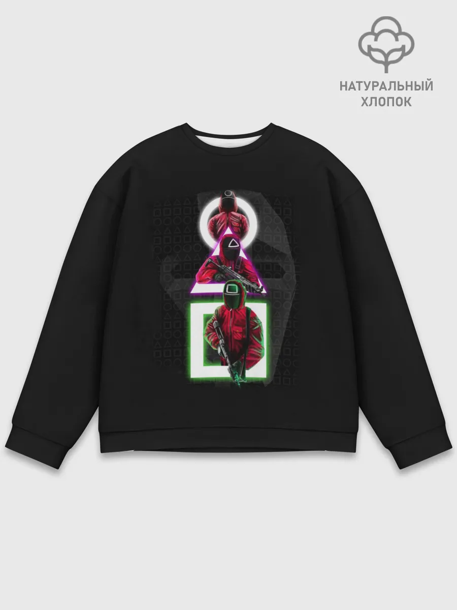 Мужской свитшот базовый / ИГРА В КАЛЬМАРА | ПЕРСОНАЖИ В МАСКАХ