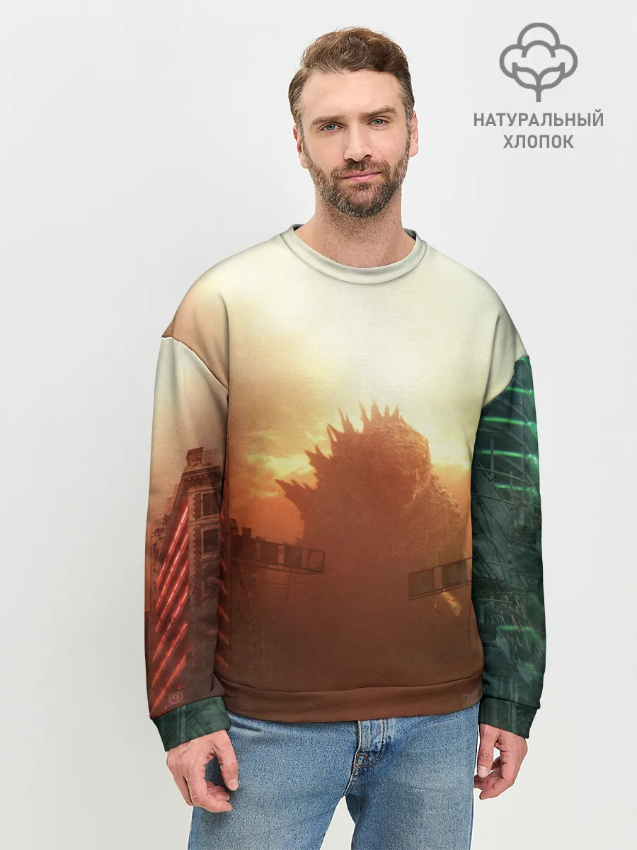 Мужской свитшот базовый / ГОДЗИЛЛА РАЗРУШАЕТ ГОРОД