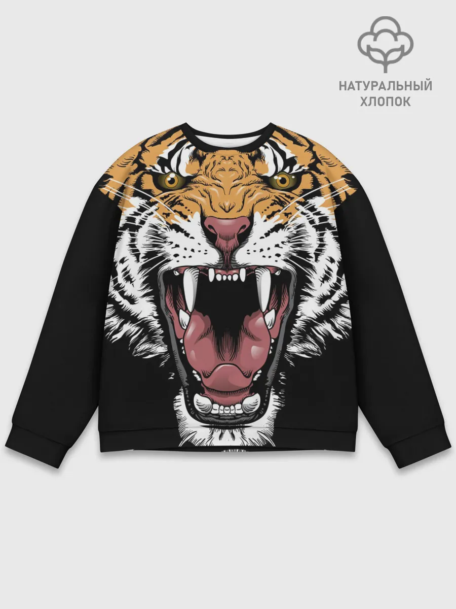 Мужской свитшот базовый / Оскал амурского тигра
