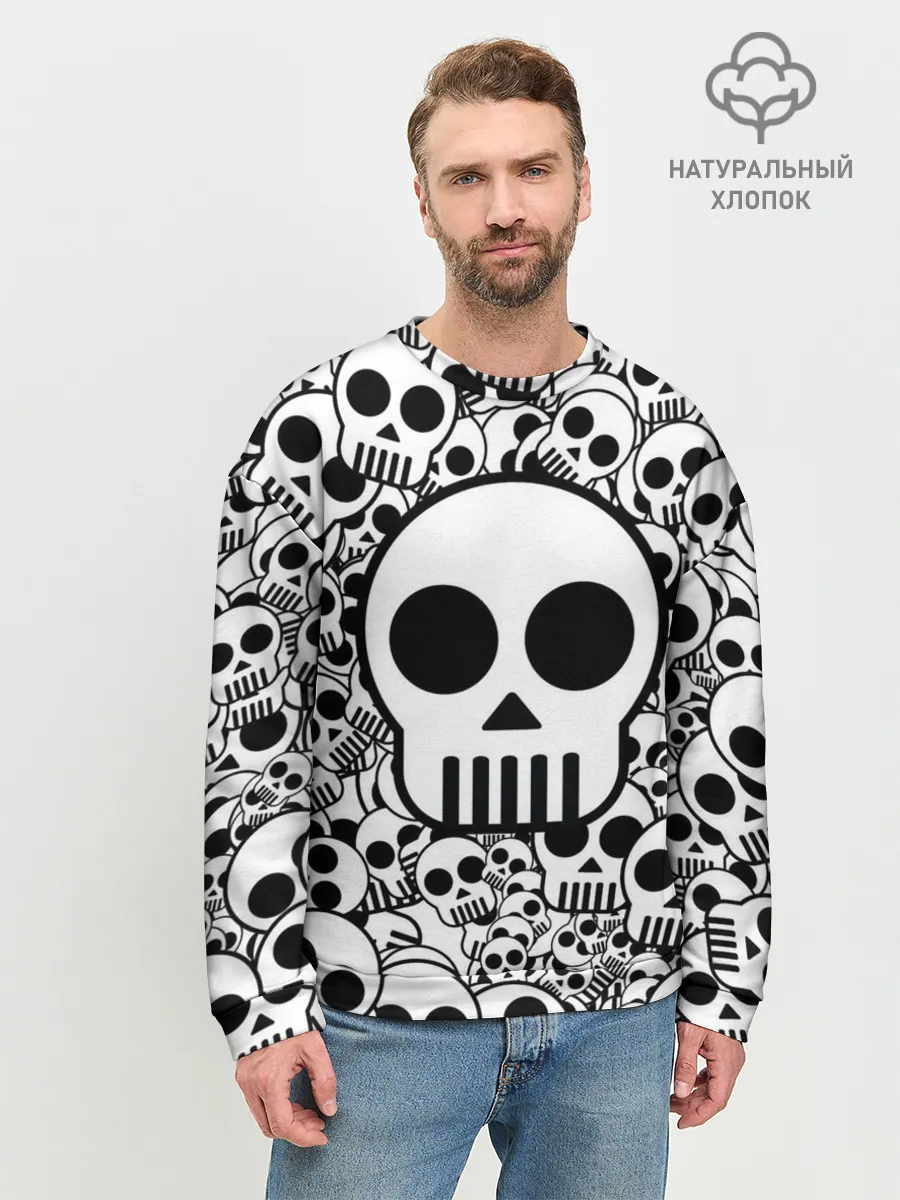 Мужской свитшот базовый / черепа чб