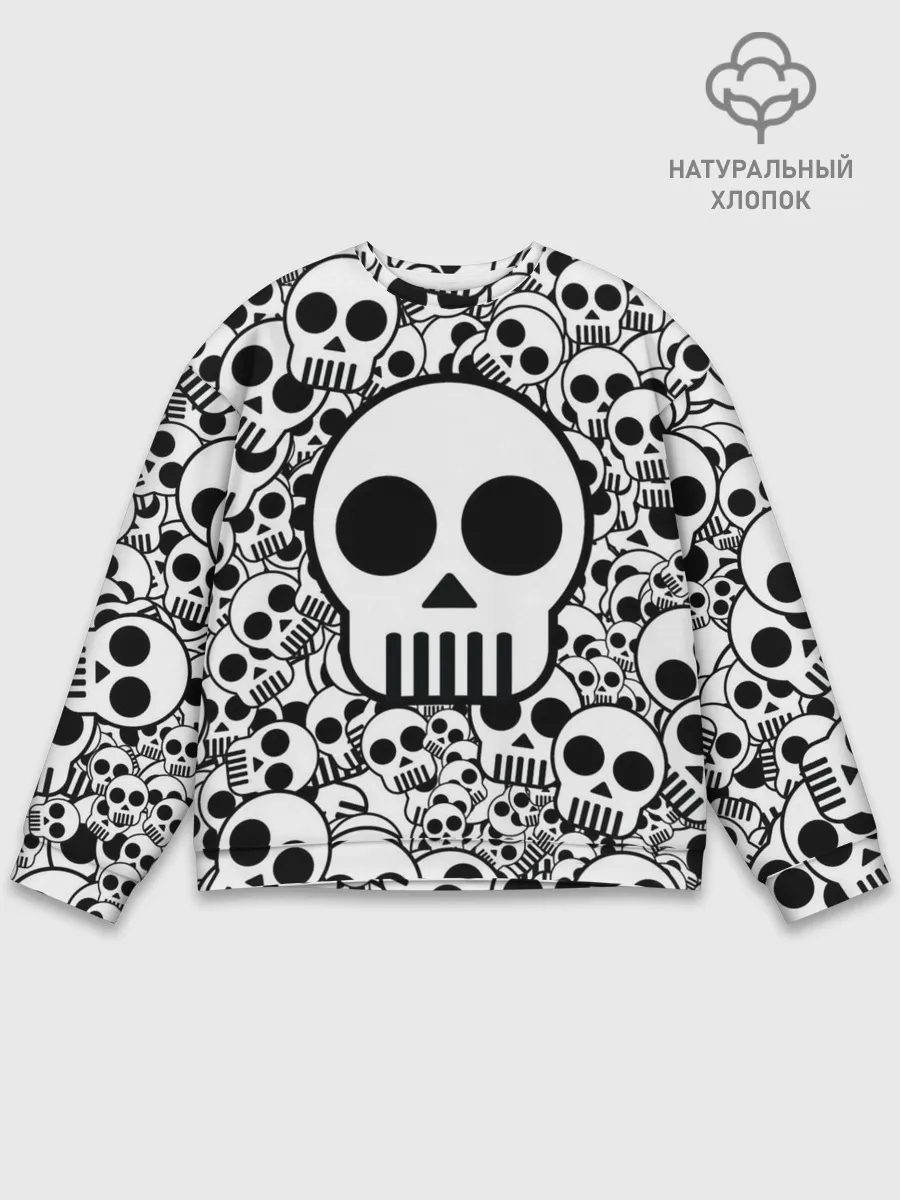 Мужской свитшот базовый / черепа чб