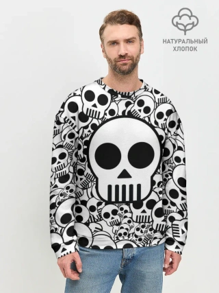 Мужской свитшот базовый / черепа чб