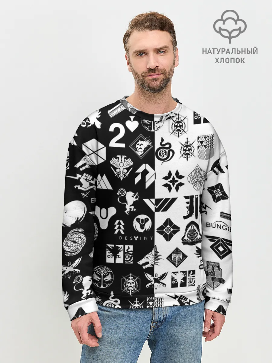 Мужской свитшот базовый / DESTINY LOGOBOMBING ЧЁРНО БЕЛОЕ