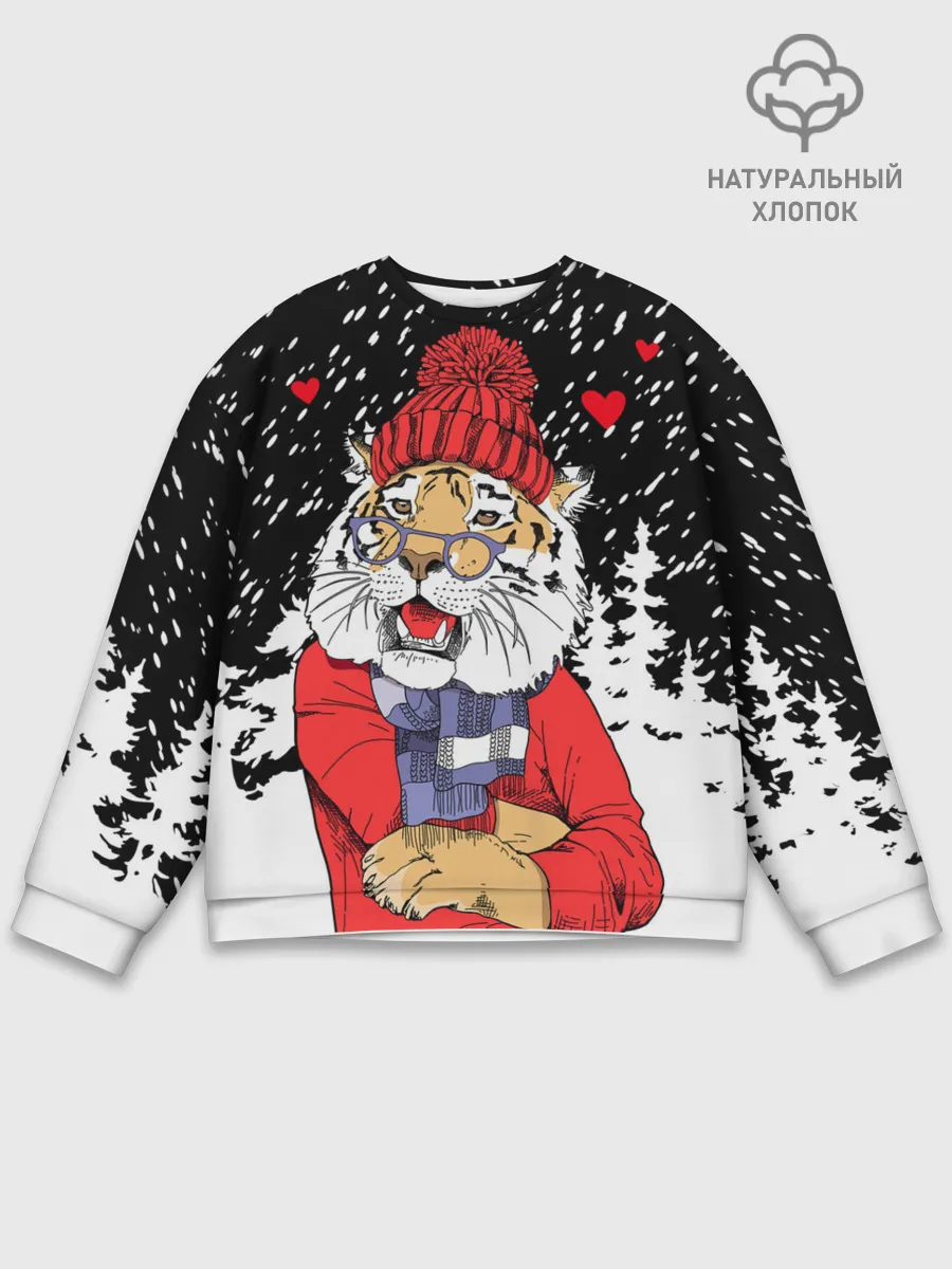 Мужской свитшот базовый / Тигр в красном