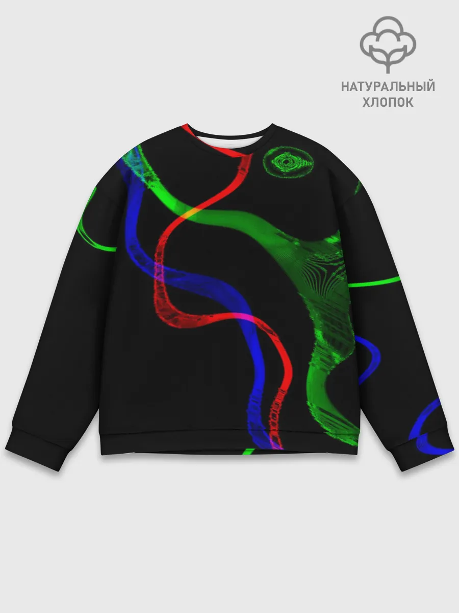Мужской свитшот базовый / Неоновый хаос 3D/Neon chaos 3D