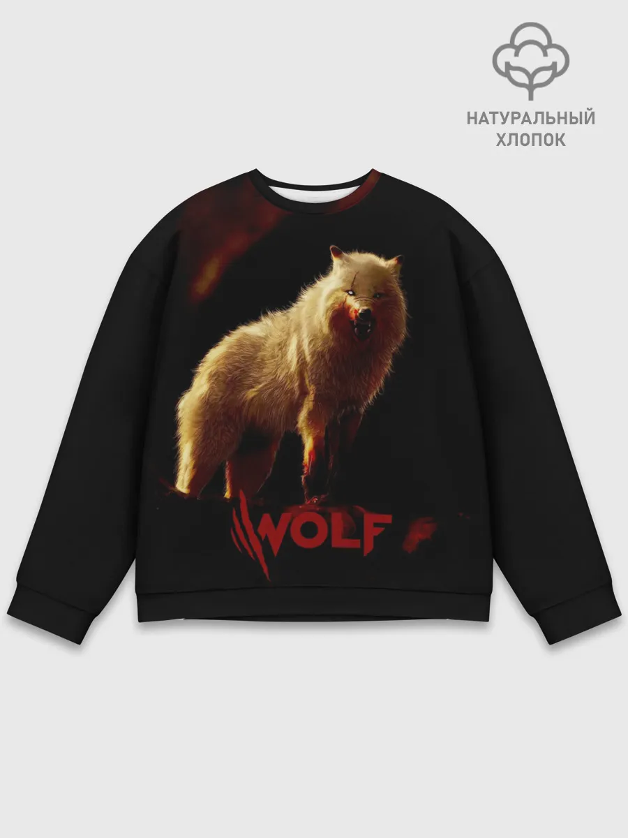 Мужской свитшот базовый / Красный волк.