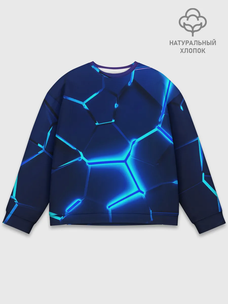 Мужской свитшот базовый / 3D ПЛИТЫ | NEON STEEL | НЕОНОВЫЕ ПЛИТЫ