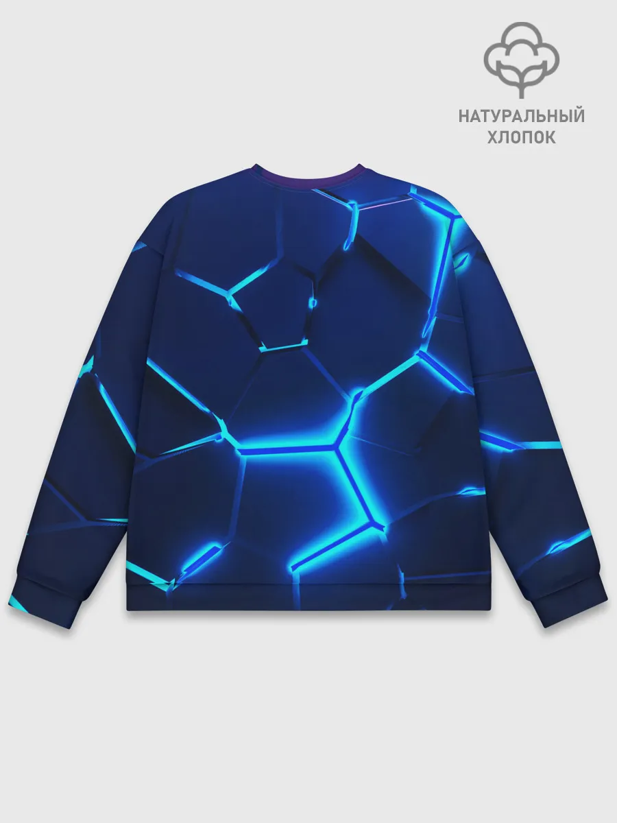 Мужской свитшот базовый / 3D ПЛИТЫ | NEON STEEL | НЕОНОВЫЕ ПЛИТЫ