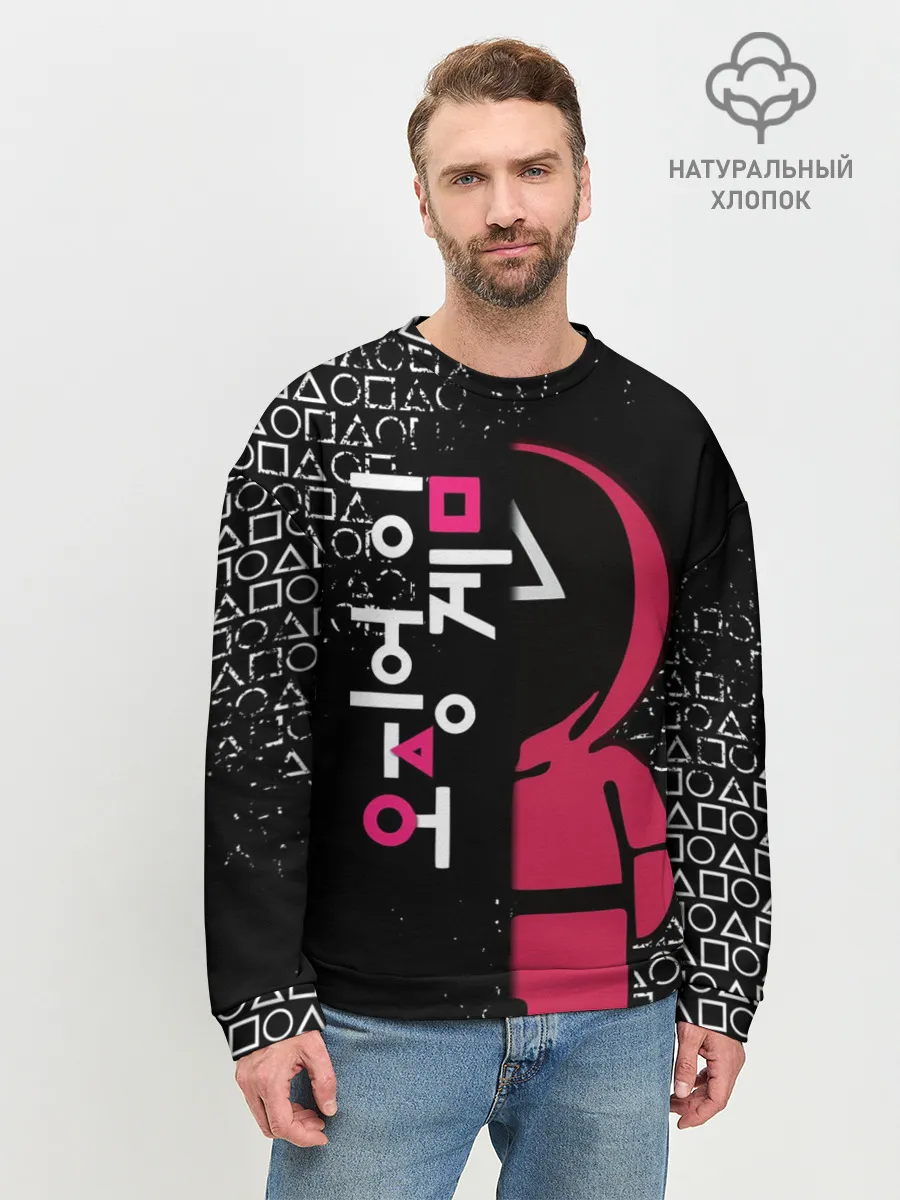 Мужской свитшот базовый / ИГРА В КАЛЬМАРА ТРЕУГОЛЬНИК | SQUID GAME