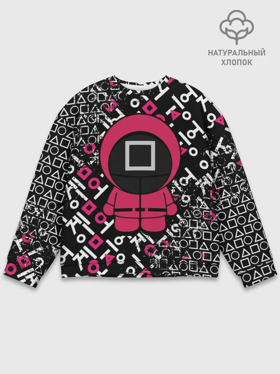 Мужской свитшот базовый / ИГРА В КАЛЬМАРА СТРАЖ КВАДРАТ | SQUID GAME