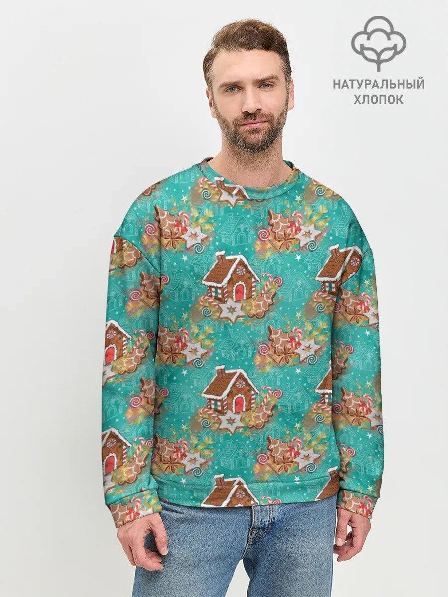 Мужской свитшот базовый / Рождественские пряники паттерн
