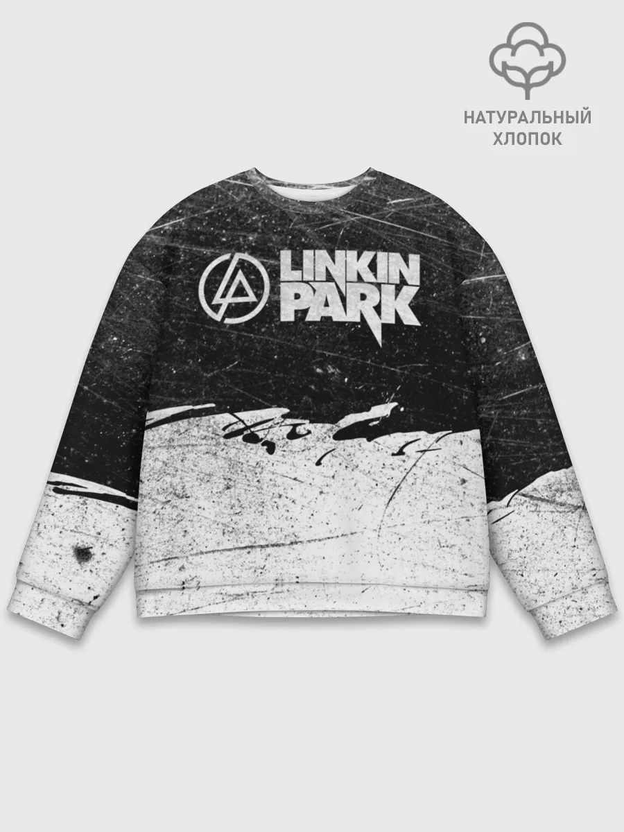 Мужской свитшот базовый / Линкин Парк Лого Рок ЧБ | Linkin Park Rock