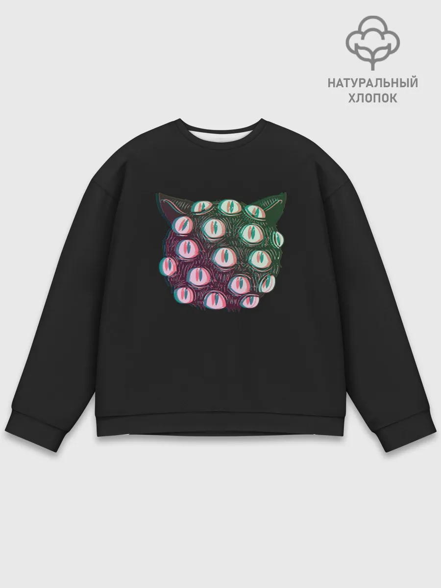 Мужской свитшот базовый / Космический Кот Монстр