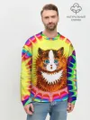 Мужской свитшот базовый / Psychedelic Rainbow Cat