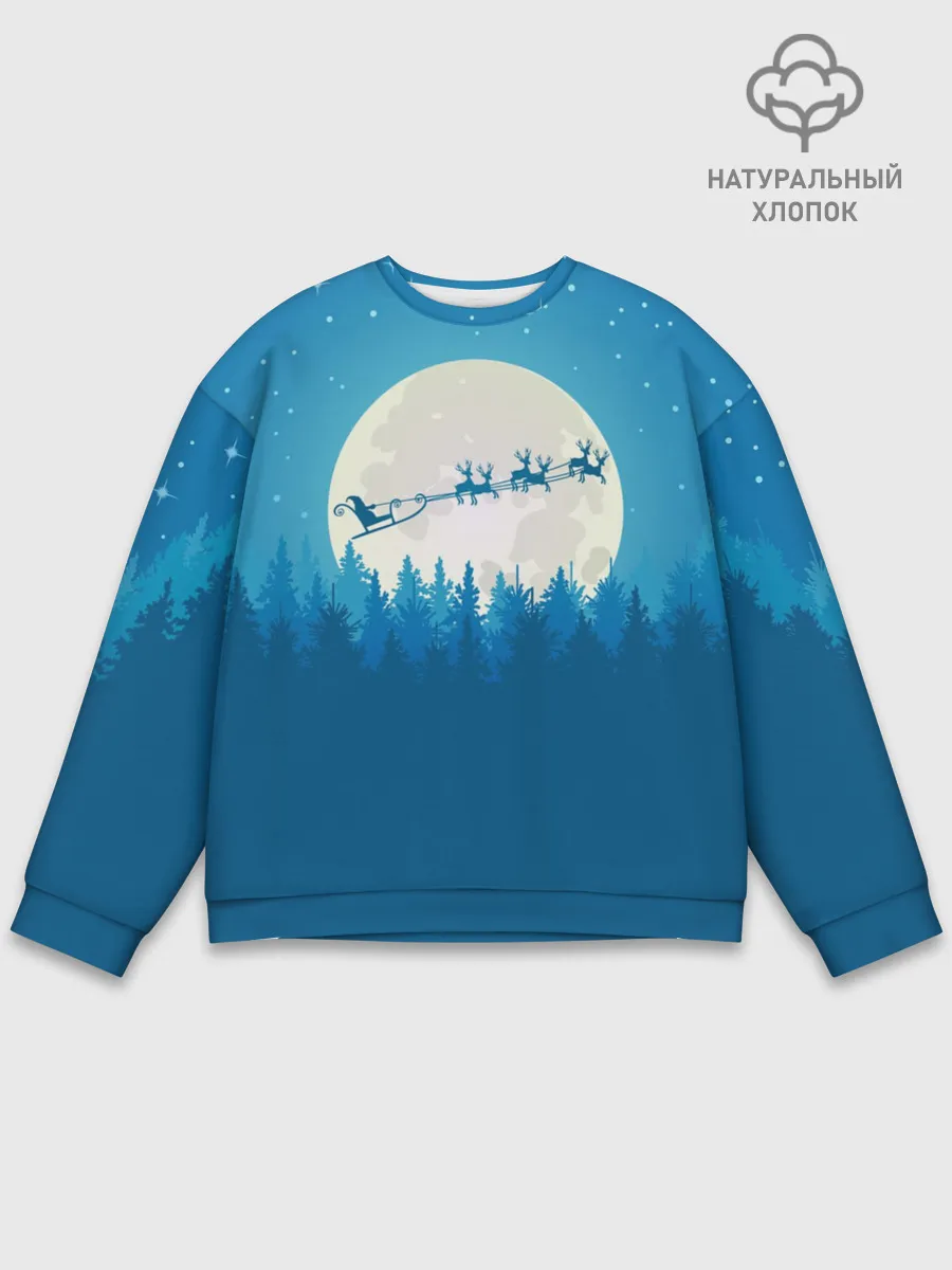 Мужской свитшот базовый / Санта с Оленями