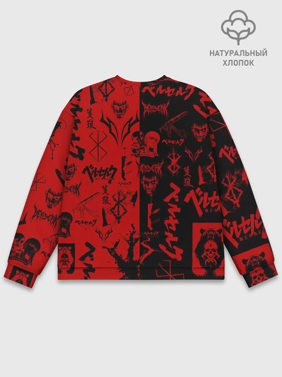 Мужской свитшот базовый / BERSERK BLACK RED | БЕРСЕРК ПАТТЕРН