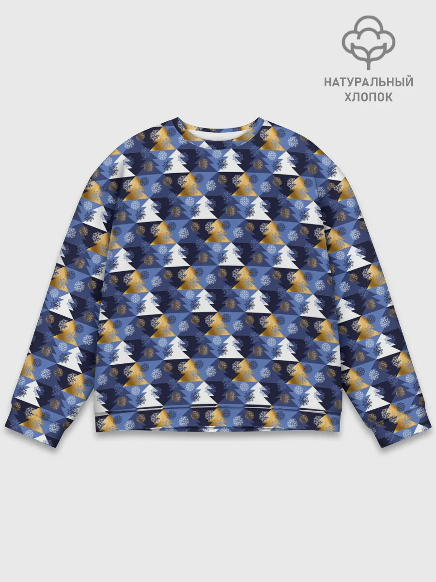 Мужской свитшот базовый / Ёлочки - Снежинки