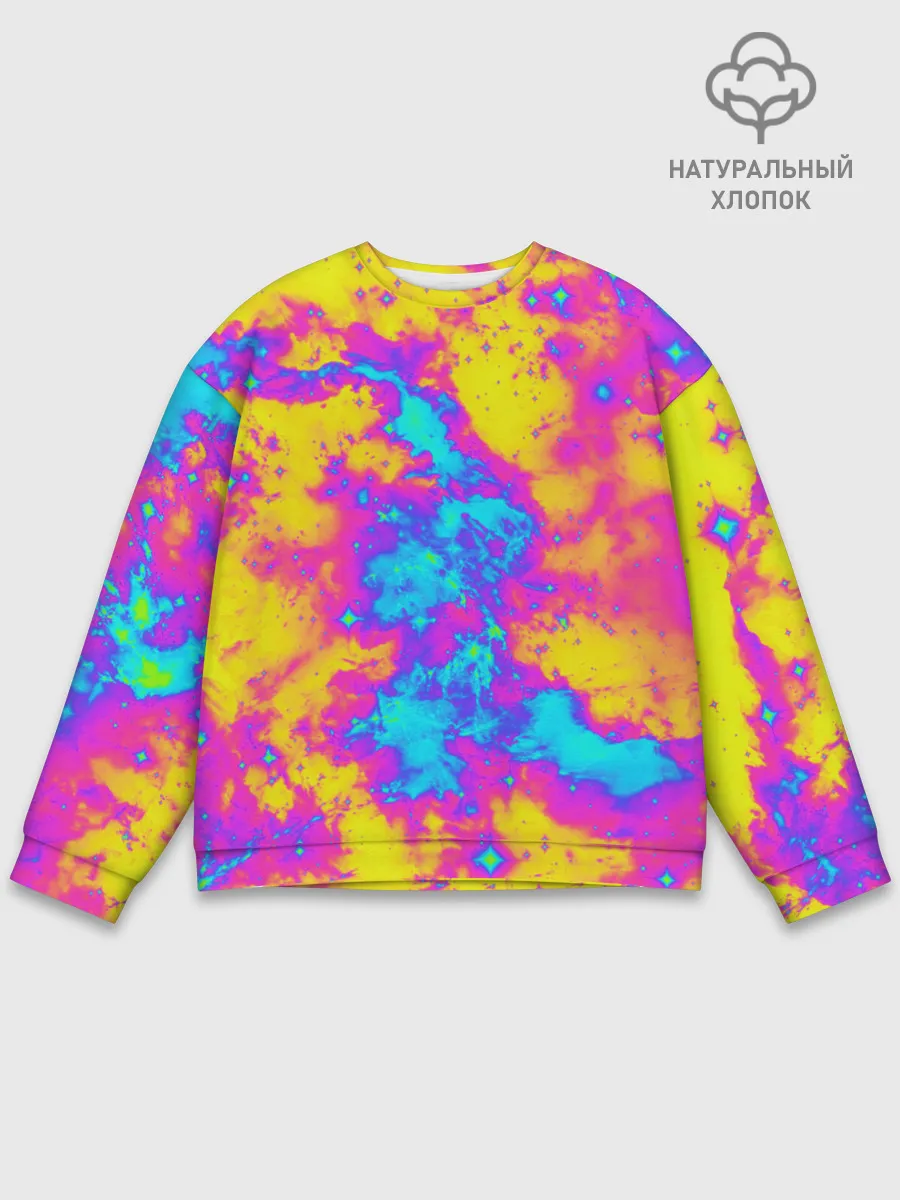 Мужской свитшот базовый / Яркая абстракция космических красок