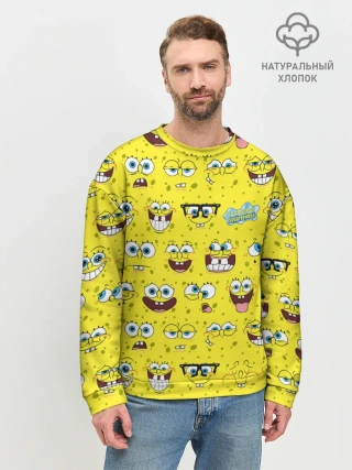 Мужской свитшот базовый / Губка Боб паттерн