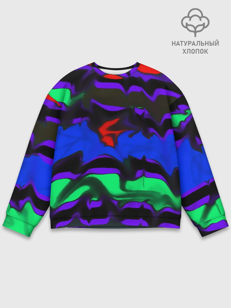 Мужской свитшот базовый / Абстрактный узор цветных оттенков