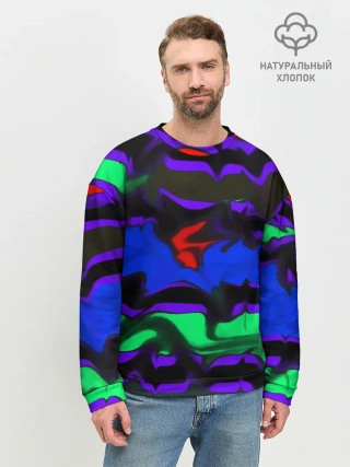Мужской свитшот базовый / Абстрактный узор цветных оттенков