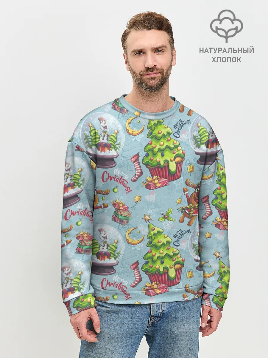Мужской свитшот базовый / Merry Christmas Pattern