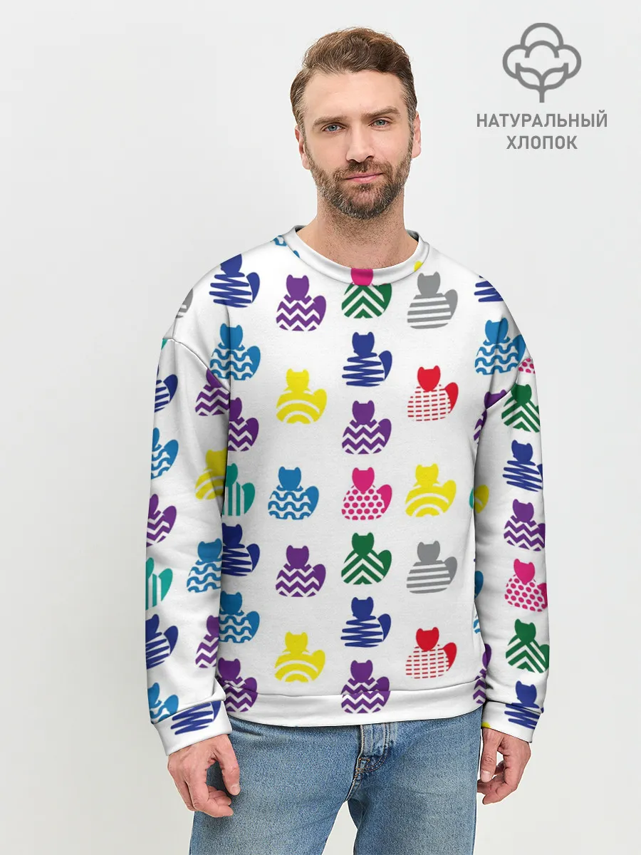 Мужской свитшот базовый / Узор из котов