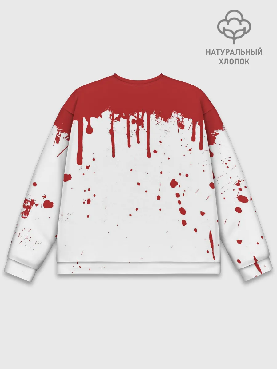 Мужской свитшот базовый / ИГРА В КАЛЬМАРА ПЕРСОНАЖ 456 КРОВЬ
