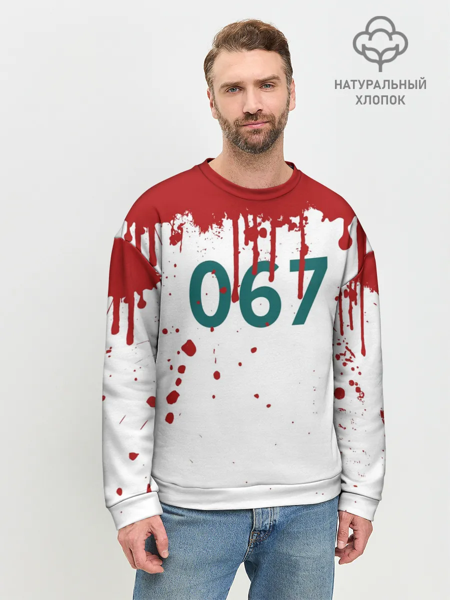 Мужской свитшот базовый / ИГРА В КАЛЬМАРА ПЕРСОНАЖ 067 КРОВЬ