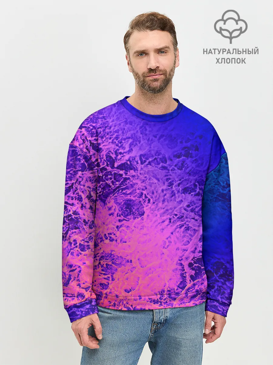 Мужской свитшот базовый / Абстрактный пурпурно-синий