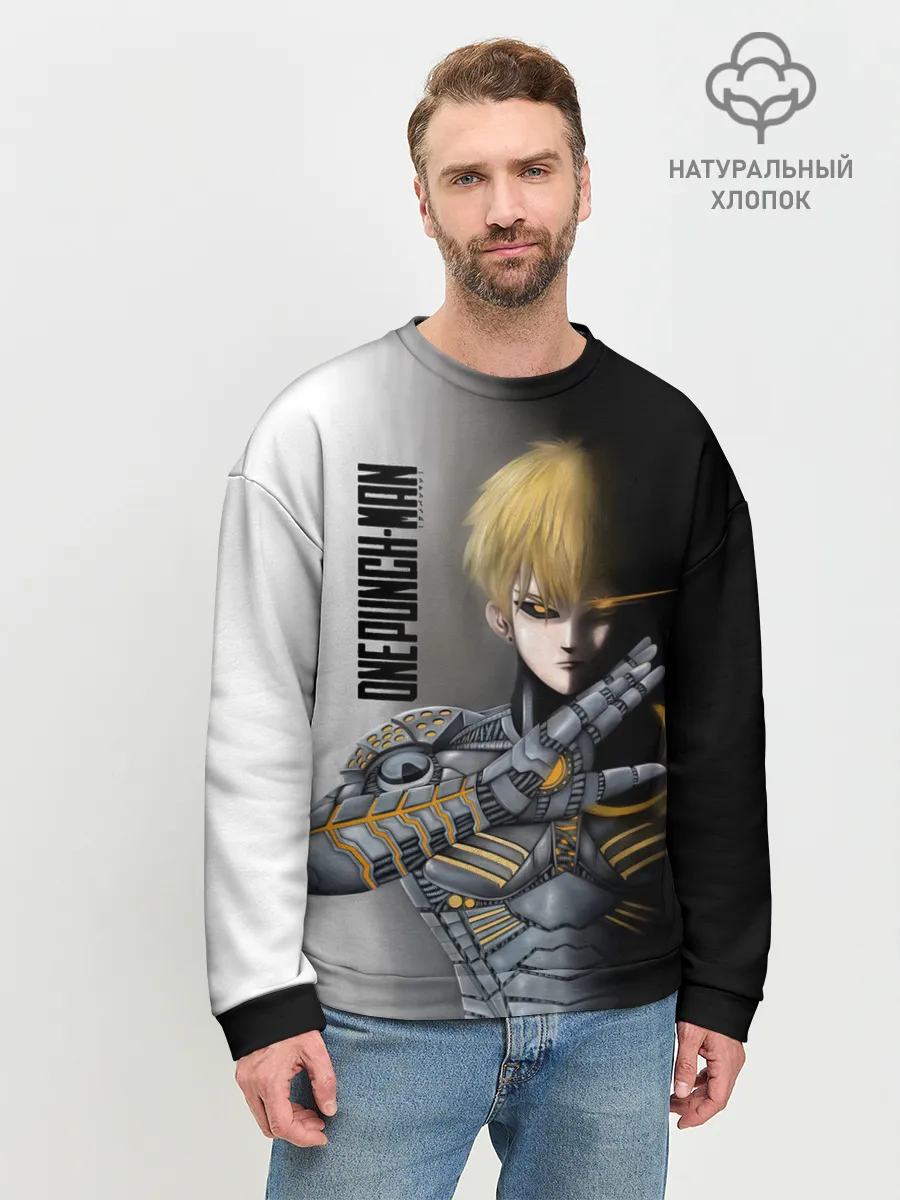 Мужской свитшот базовый / Металлическое тело Геноса One Punch-Man