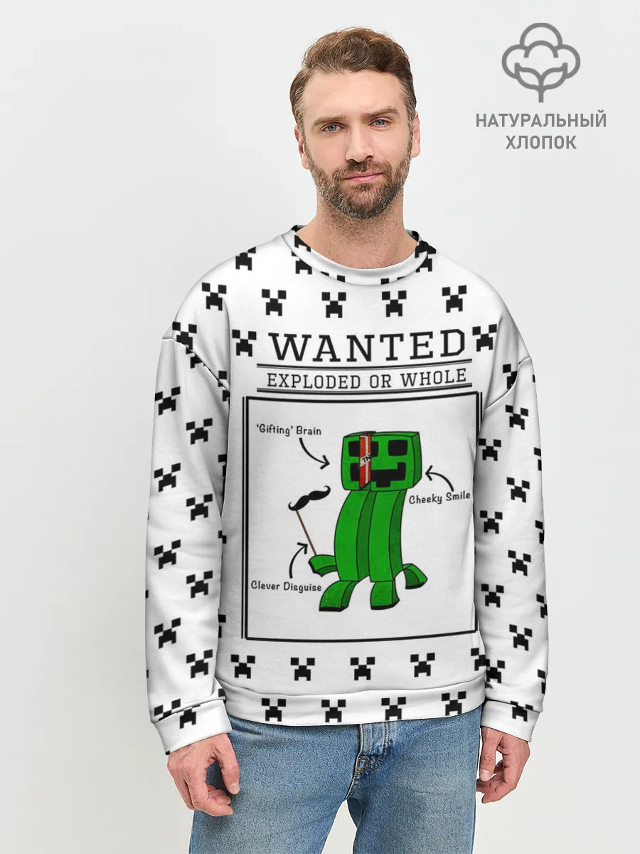 Мужской свитшот базовый / Внутреннее строение Крипера | Minecraft