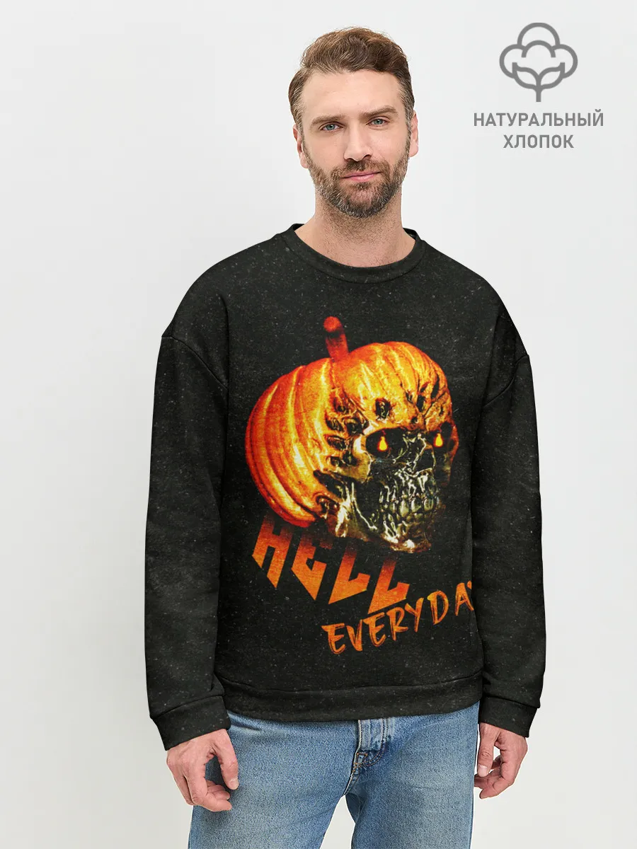 Мужской свитшот базовый / Helloween / череп тыква/ scull pumkin