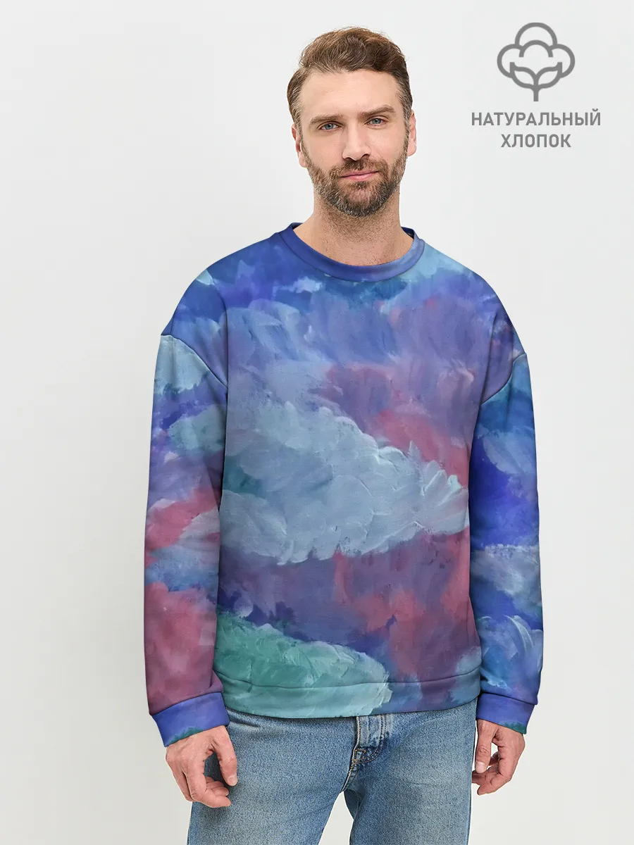Мужской свитшот базовый / Гуашевые облака