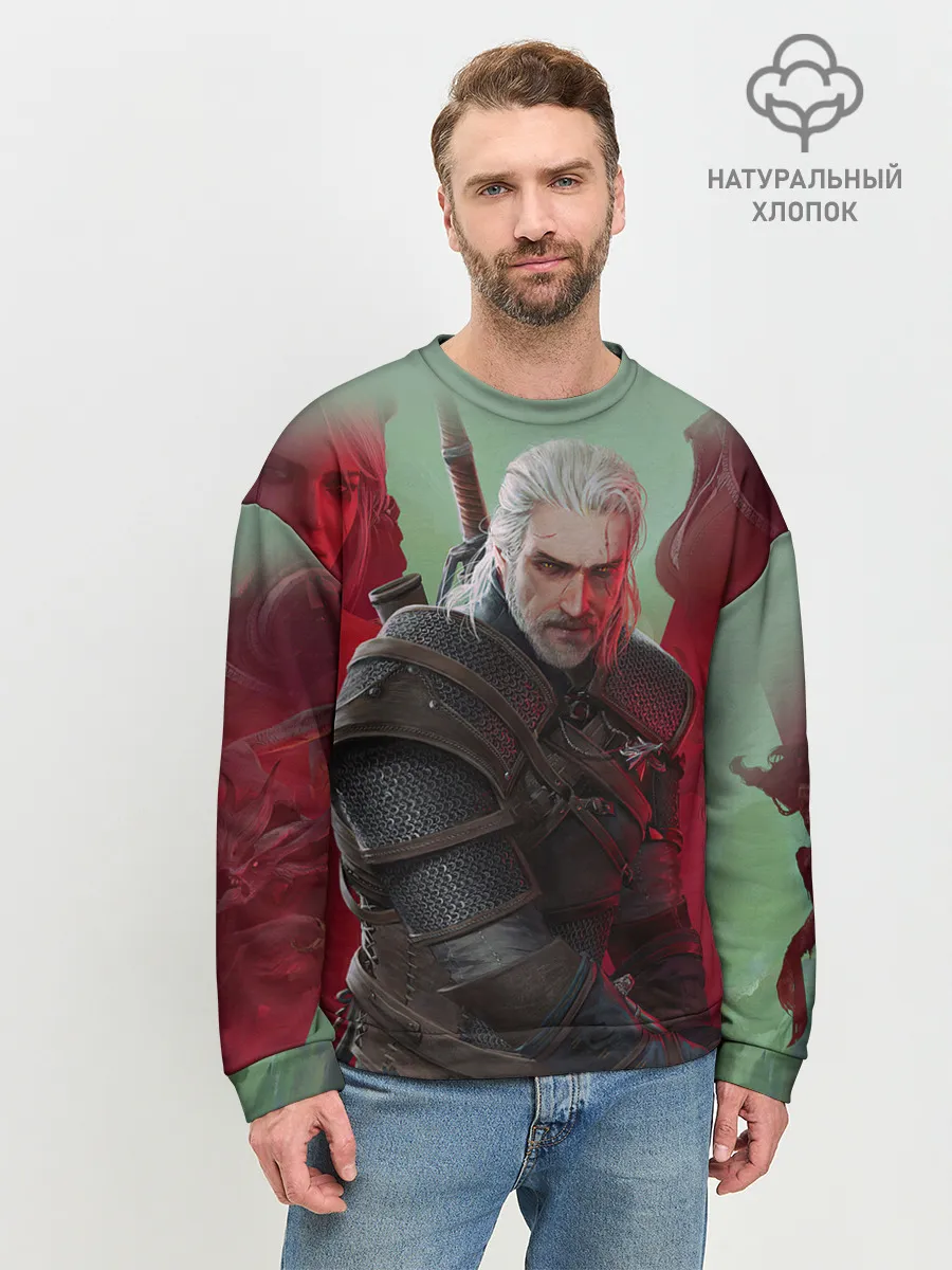 Мужской свитшот базовый / ВЕДЬМАК | THE WITCHER | ГЕРАЛЬТ С МЕЧОМ