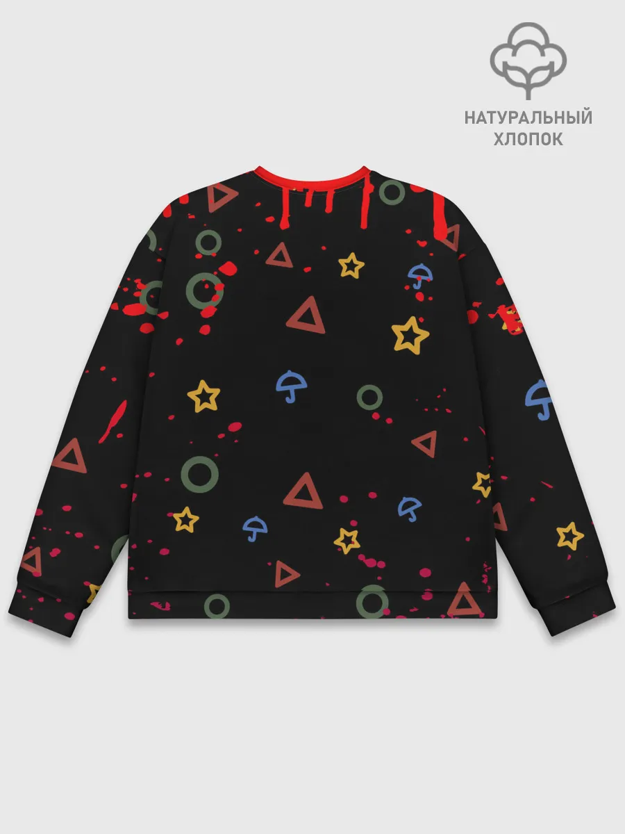 Мужской свитшот базовый / Игра в кальмара: Паттерн фигурок.