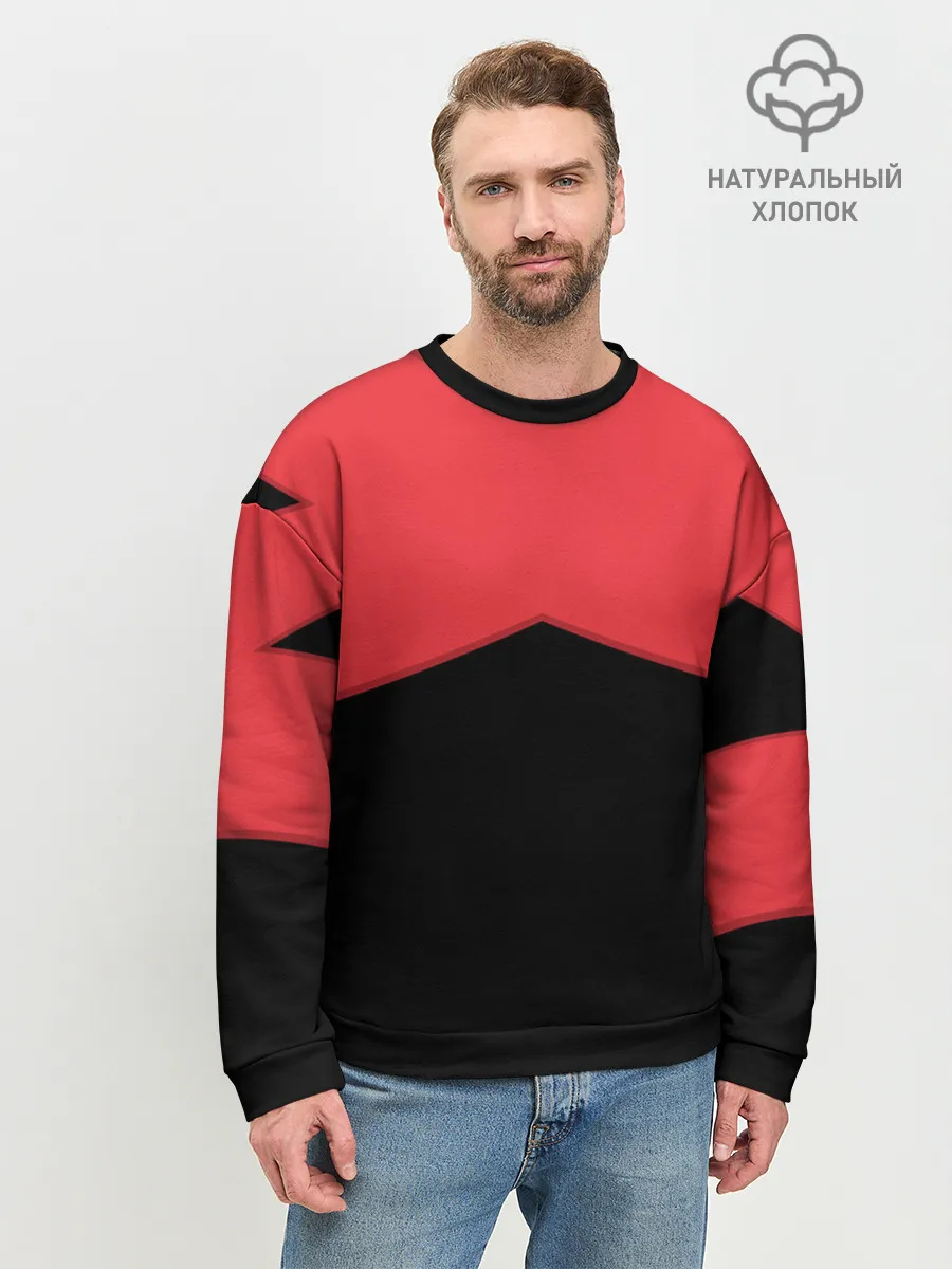 Мужской свитшот базовый / ГЕОМЕТРИЯ МИНИМАЛИЗМ | КРАСНЫЕ ПОЛОСЫ