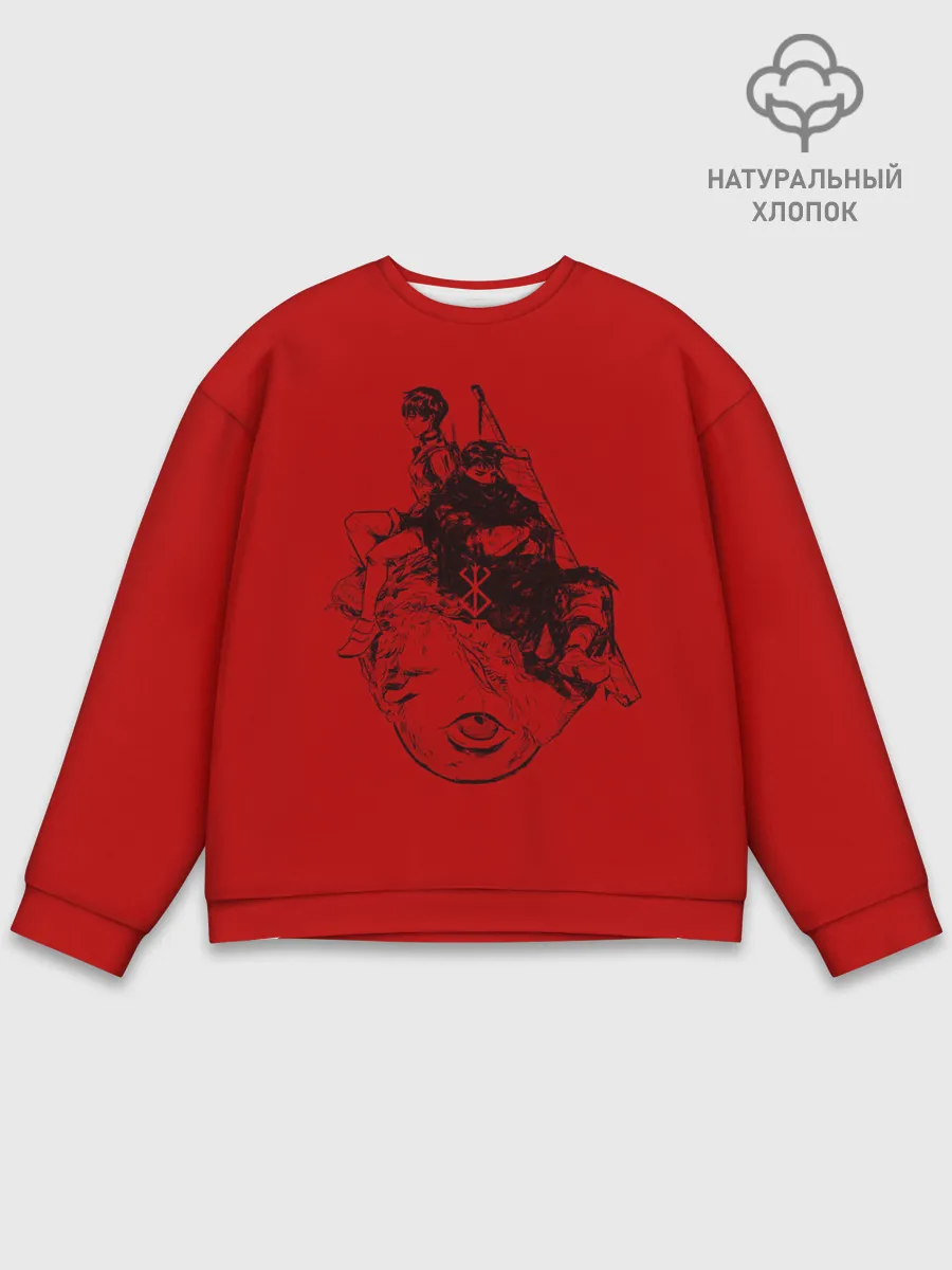 Мужской свитшот базовый / БЕРСЕРК КАСКА И БЕХЕЛИТ КРАСНЫЙ