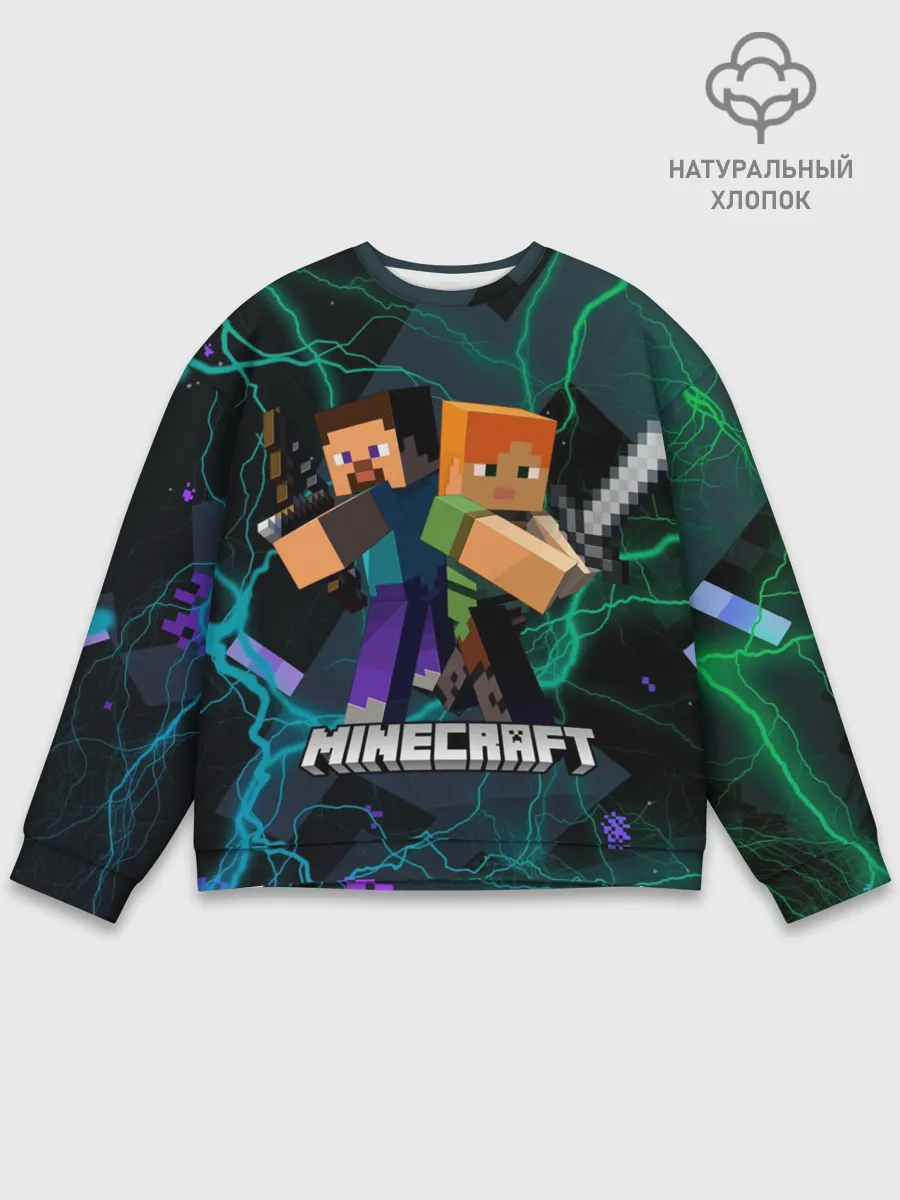 Мужской свитшот базовый / Молнии Майнкрафт